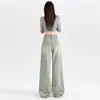 Jeans de Pierna Ancha de Tiro Alto de Color Claro para Mujer 2025 Nuevo Otoño e Invierno Sueltos Rectos Versión Estrecha Petite Caída Larga