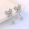 Aretes de tuerca de flor de circonita personalizados, aretes de tuerca de flor de crisantemo lindos, aretes colgantes con pétalos en la parte posterior para niñas, aretes de tuerca dulces a la moda