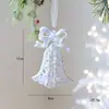 Decoraciones Navideñas Nuevas Transfronterizas Copo de Nieve Blanco Flockado Estrella de Cinco Puntas Tridimensional Colgante para Árbol Decoración Navideña