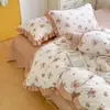 Estilo Coreano de Invierno Funda de Cama Gruesa de Vellón de Leche Juego de Cuatro Piezas Funda de Edredón Cálida de Vellón de Coral Funda de Cama Juego de Ropa de Cama