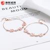 Pulseira de Trevo de Quatro Folhas Feminina Prata 925 Esterlina Coração Cristal Rosa Branco Doce Design de Nicho Ins Estilo Distinto Joia de Mão para Namorada