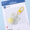Chaveiro Pingente Bola de Pelúcia com Laço Colorido Estilo Ins Miçangas para Montagem DIY Acessório Versátil para Decoração de Bolsa de Trabalho