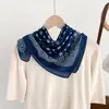 Bufanda Cuadrada de Seda Nueva de Otoño Estilo Extranjero con Lazo en la Cintura para Mujer, Protector de Cuello Delgado, Bufanda para el Cuello, Chal para Personas Mayores, Bufanda de Seda de Moda de Alta Gama