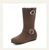 Hebilla de cinturón cruzada casual de comercio exterior 3343 botas de caña media tacón de plataforma nuevo 2024 talla botines gamuza negro