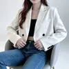 Conjunto estilo francês, tamanho petite, top curto moderno e que rejuvenesce para primavera e outono, blazer elegante para mulheres, novo e popular estilo 2026