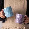 Taza de Cerámica Morandi con Diamantes Simple y Creativa Transfronteriza Color Sólido Rombos en Relieve Nórdicos Taza Mate