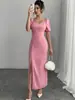 Amazon Cross-border Wildberries Comércio Exterior Vestido Elegante 2026 Verão Europeu e Americano Slim Manga Curta Longo