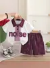 Novo Conjunto de Verão para Meninos 2026 Camisa Polo de Manga Curta com Estampa de Letras Conjunto de Duas Peças Roupa de Verão da Moda para Bebês