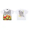 Camiseta de Estrás Emoción Mixta Calle Alta Americana Estampado de Bebé Ángel Holgada Algodón Puro Marca de Moda Manga Corta Verano