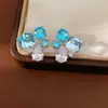 Pendientes Cuadrados de Zirconia Gota de Agua Aguja de Plata, Únicos y Elegantes, Pendientes Minimalistas de Nicho, Pendientes de Lujo Ligero de Gama Alta al por Mayor