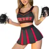 Fábrica Aliexpress Transfronterizo Nuevo Uniforme de Porrista Azul Fresco y Blanco para Mujer Ajustado Sexy Traje Uniforme