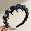Diadema Vintage de Mezclilla con Perlas Retorcidas para Mujer, Corona Alta, Antideslizante, Sencilla y Versátil, Adecuada para el Trayecto Diario