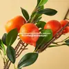 Ramas de Frutas Naranja Simuladas, Plantas Verdes Simuladas, Decoración de Paisajismo con Flores Artificiales, Adornos de Frutas Artificiales y Flores Artificiales para Sala de Estar, Venta al por Mayor