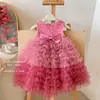 Vestido para Niña Pequeña, Vestido de Cumpleaños de Moda de Verano para Bebé Niña, Vestido de Pastel de Color Contrastante con Lentejuelas sin Mangas, Vestido de Princesa