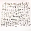 Set Mixto de 100 Collares, Pulseras, Aretes, Colgantes y Accesorios Regulares de Plata Tibetana, Dijes de Aleación para Manualidades DIY