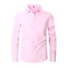 Camisa popular de comercio exterior para hombre, manga larga, color liso, tallas grandes para hombre, fácil de cuidar, mezcla de algodón, top casual de negocios para hombre