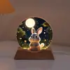 Luz de Noche de Cristal de Luna Adorno Luminoso Lámpara Creativa de Conejo Decoración de Escritorio de Dormitorio Luz Ambiental Regalo de Vacaciones