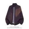 Chaqueta Piloto Retro Americana Ropa Exterior para Hombre Otoño Holgada Casual Cuello Alto Ropa de Trabajo Patchwork Chaqueta Corta