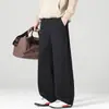 Pantalones casuales de pierna ancha de algodón puro de peso pesado para hombre, estilo americano de alta calle, plisados, lavado vintage, pierna recta, corte holgado, pantalones de trabajo, 2026