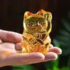 Gato da Sorte Citrino Ornamento Decoração de Casa Presente de Inauguração Amuleto de Cristal Decoração de Mesa Novo Estilo Chinês Decoração de Mesa
