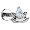 Clavo de Titanio F136 Flor de Loto Incrustado con Clavos de Hueso de Oreja Marquise, Clavos de Aleación de Titanio G23 con Rosca Interna, Joyería para Piercing