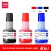 Almofada de Carimbo Deli 9874 Secagem Rápida Tinta 40ml Óleo para Almofada de Carimbo Vermelho Azul Preto Opcional para Diário Uso em Documentos Ecológico