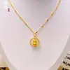 Colgante Redondo Giratorio de Calabaza Chapado en Oro Estilo Antiguo Incrustado de Diamantes, Exquisita Cadena para Clavícula de Lujo Ligero de Alta Gama para la Fortuna y la Prosperidad para Mujeres