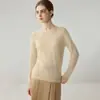 Suéter 100% cachemira pura para mujer, otoño e invierno, cuello redondo plano, tejido sin costuras, top base ajustado