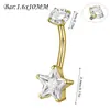 Anillos para Ombligo de Acero Inoxidable Galvanizado con Circonita Blanca Transfronterizos en Formas Cuadrada, Corazón y Gota con Joyería para Piercing de Rosca Interna