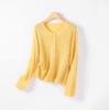 26 Cardigan de Tricô Feminino Novo para o Início da Primavera Caxemira Seda de Amora Botão Olho de Gato Gola Redonda Suéter Pulôver Corte Justo