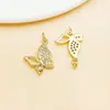 Accesorio de colgante de libélula, abeja, mariposa hueca con microincrustaciones de circonita, chapado en oro de 18k sobre cobre, para llavero de bricolaje, joyería