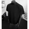 Camiseta de manga corta de peso pesado estilo americano para hombre, resistente de verano, versátil, elástica, corte ajustado, cuello pequeño, prenda interior