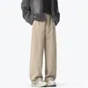 Calça Social Masculina Tooling Tendência Solta Versátil Reta de Perna Larga Calça Casual Calça Estilo Hong Kong Unissex