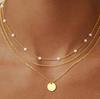 Collar de Círculos Irregulares Multicapa Transfronterizo Cobre Electrochapado Oro Real de 14K Gargantilla Apilada Joyería para Mujer