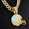 Joias Europeias e Americanas Moda Leão Boné de Baseball Pingente Marca da Moda Estilo Personalidade Versátil Colar Totalmente Cravejado Venda por Atacado