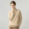 Suéter de Cachemira con Media Cremallera 2026 Otoño/Invierno Nuevo Estilo para Mujer Cuello Solapa Doble Hilo Grueso Capa Base Estilo Versátil Suéter Cálido