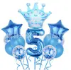 Set de Globos Digitales de Corona Transfronterizos en Varias Formas para Decoración Temática de Fiesta de Primer Cumpleaños Infantil Globos de Papel de Aluminio