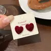 Pendientes de Lazo Festivo de Terciopelo Rojo con Agujas de Plata para Mujer, Diseñados para Bodas y Celebraciones de Año Nuevo en Otoño e Invierno