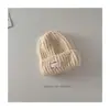Sombrero de Orejera de Punto Cálido de Invierno para Niños y Niñas, Estilo Deportivo Simple Coreano, Etiqueta de Tela con Letras, Venta al por Mayor