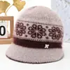 Gorro de Lana Tejido de Invierno para Mujeres de Mediana Edad y Mayores, Gorro de Algodón Grueso con Felpa para Protección contra el Frío, Cálido, para Abuela