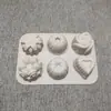 Molde de Silicone para Bolo Coração de Flor de 6 Peças Molde para Sabonete Artesanal Molde para Decoração de Bolo de Chocolate DIY Gelatina Refrescante