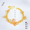 Mismo Estilo que el Pulsera Wrap Mariposa Oro Arena Rosa de la Tienda de Oro Puzuo, Nuevo Estilo Chino Dulce y Versátil Pulsera para Mujeres