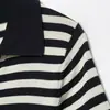 Camisa POLO de Punto Rayada de Manga Corta Elegante de Moda Nueva 2026 Estilo Europeo y Americano Transfronterizo para Mujer al por Mayor 3390100