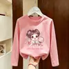 Camiseta de manga larga para niña, 100% algodón, nueva de otoño 2026, apta para la piel, cuello redondo, elegante, versátil, top lindo