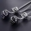 Collar con colgante de garra de fantasma de calavera vintage para hombre, estilo europeo y americano dominante, rock, acero inoxidable, cabeza de fantasma, titanio, joyería