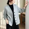 Jaqueta moletom preta de manga longa estilo coreano e japonês, Top cardigã solto estilo francês para mulheres, Outono 2026