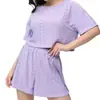 Conjunto Pijama de Duas Peças Verão Novo Europeu e Americano Venda Quente Confortável Solto Branco Vazado Manga Curta Shorts Roupa de Casa