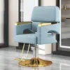 Silla giratoria con reposabrazos elevable de acero inoxidable para barbería, silla reclinable para estilismo y corte de cabello para salón de peluquería