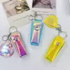 Bolsa de Batom Portátil Bolsa de Maquiagem Pequena Bolsa de Couro Colorida a Laser Chaveiro Batom Mini Bolsa de Cosméticos Chaveiro