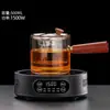 Bule de Chá com Alça Lateral Conjunto de Chá Alça de Madeira Vidro Separador Infusor de Chá Panela Espessa Resistente a Altas Temperaturas Fabricante de Chá para Uso Doméstico